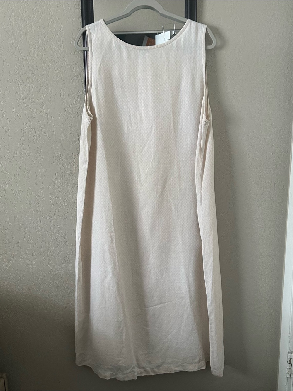 Eileen Fisher 100% Linen Longline Tunic Dress 2X Oatmeal Cream Beach Summer